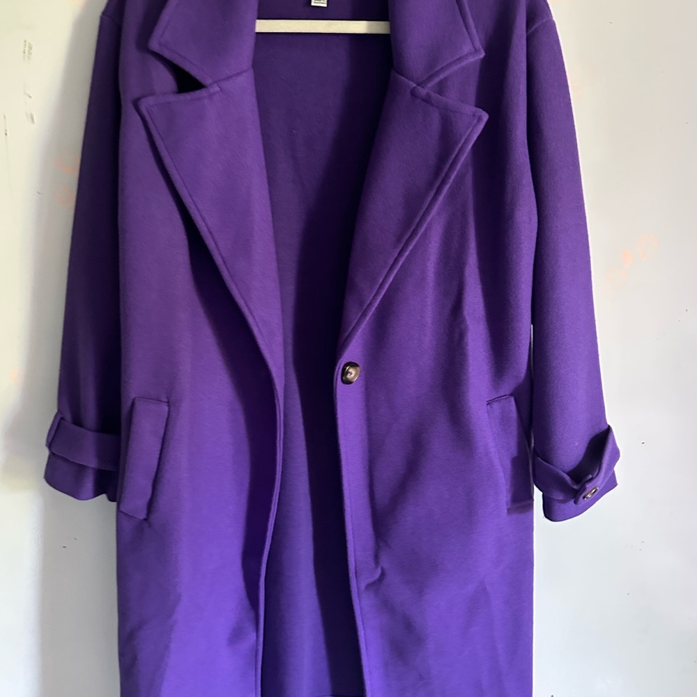 Mango Purple Long Wool-Blend Coat View 4